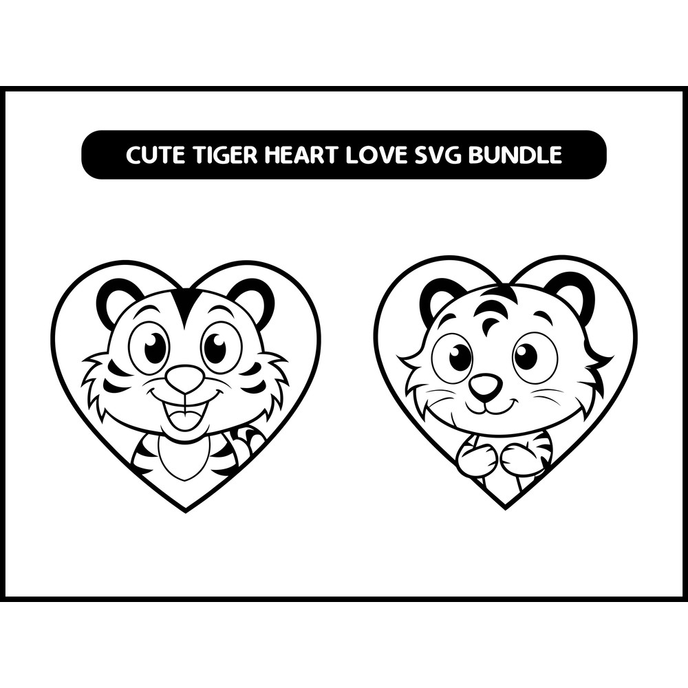 Cute Tiger Heart Love Svg Bundle 2