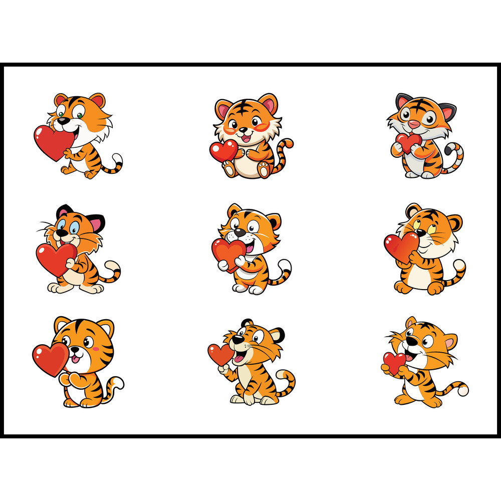 Cute Tiger Blow Heart Svg Bundle 1