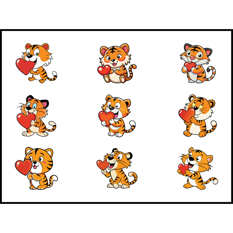 Cute Tiger Blow Heart Svg Bundle 1