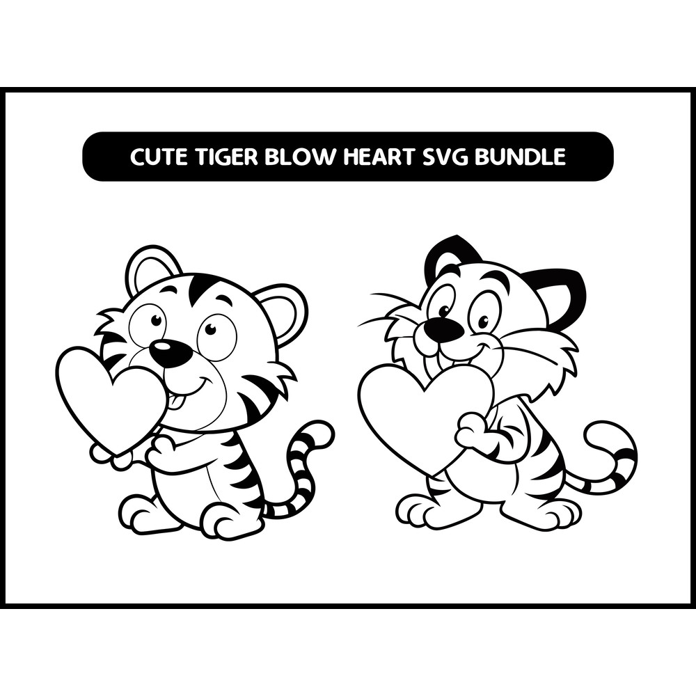 Cute Tiger Blow Heart Svg Bundle 2