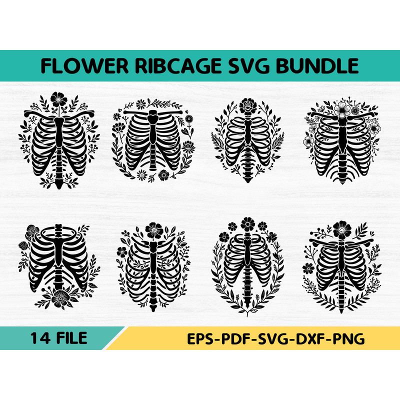 Flower Ribcage Svg Bundle 0
