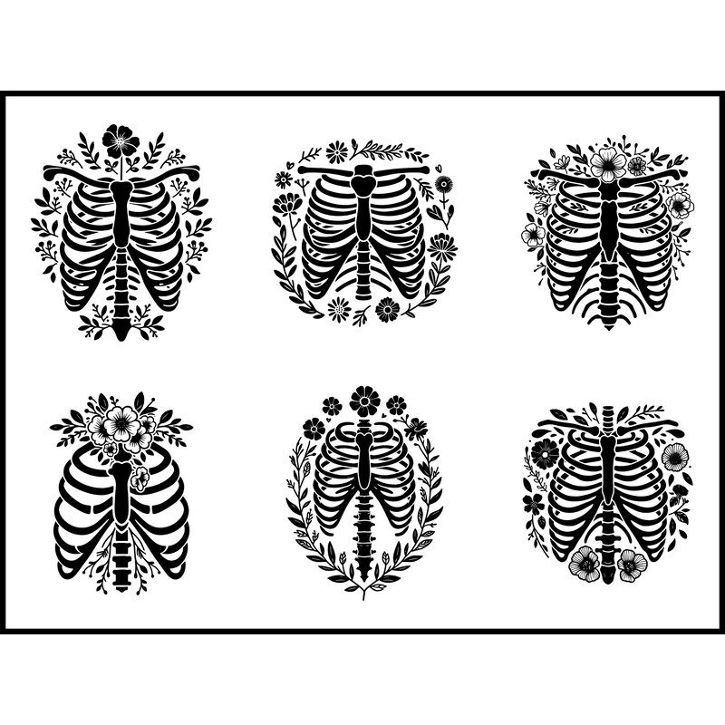 Flower Ribcage Svg Bundle 1