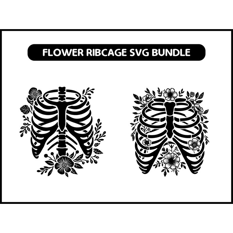 Flower Ribcage Svg Bundle 2