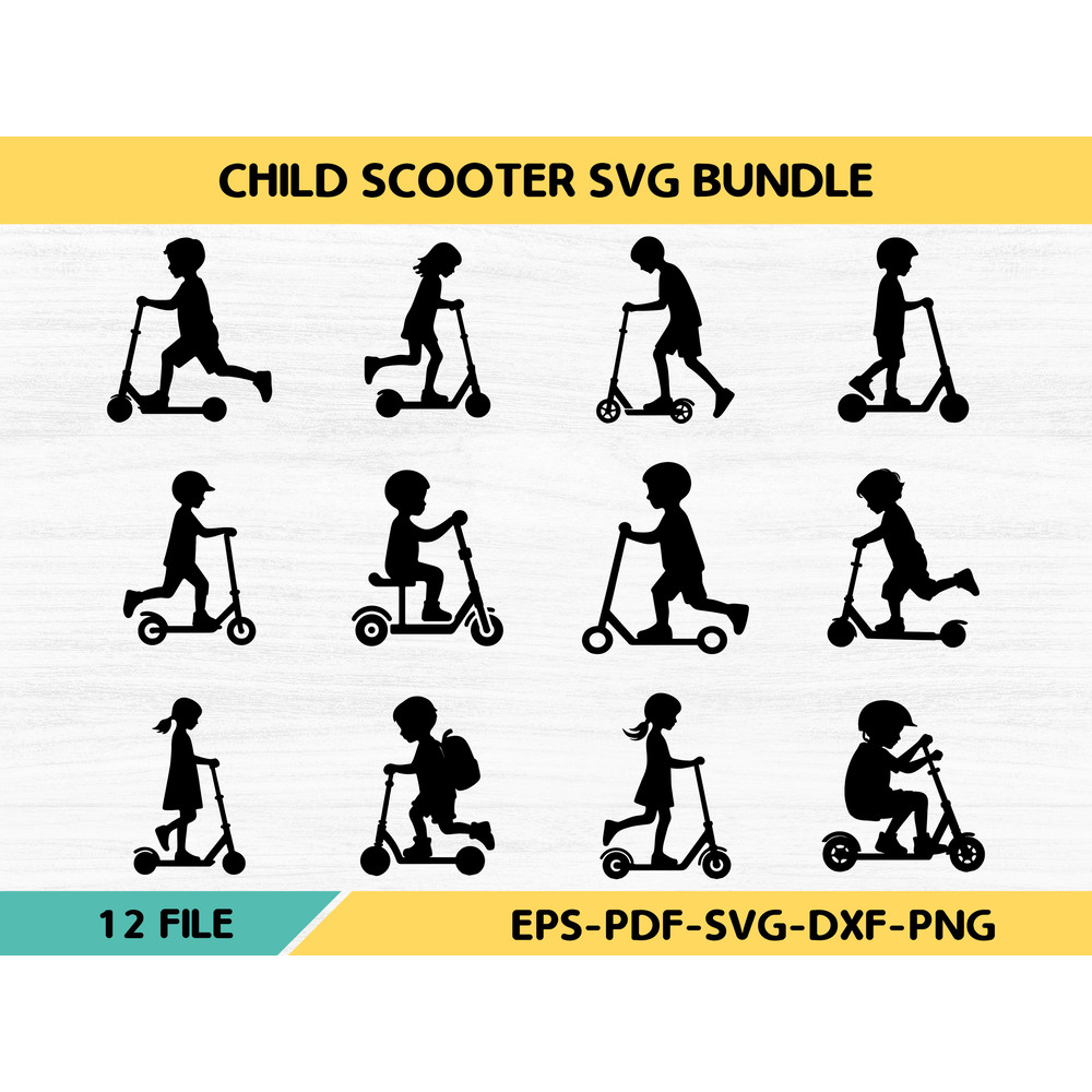 Child Scooter Svg Bundle 0