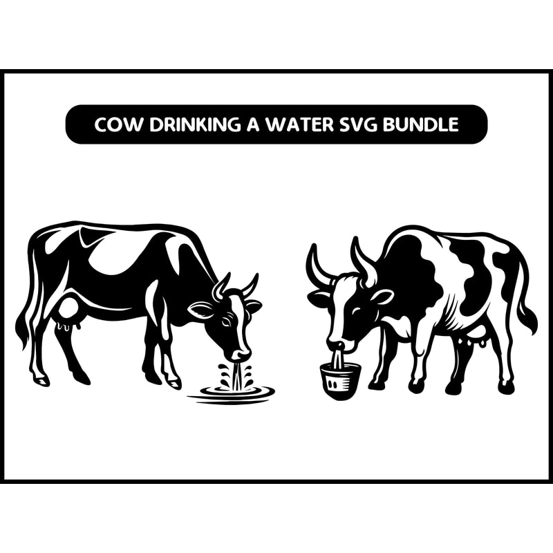 Cow Drinking A Water Svg Bundle 2