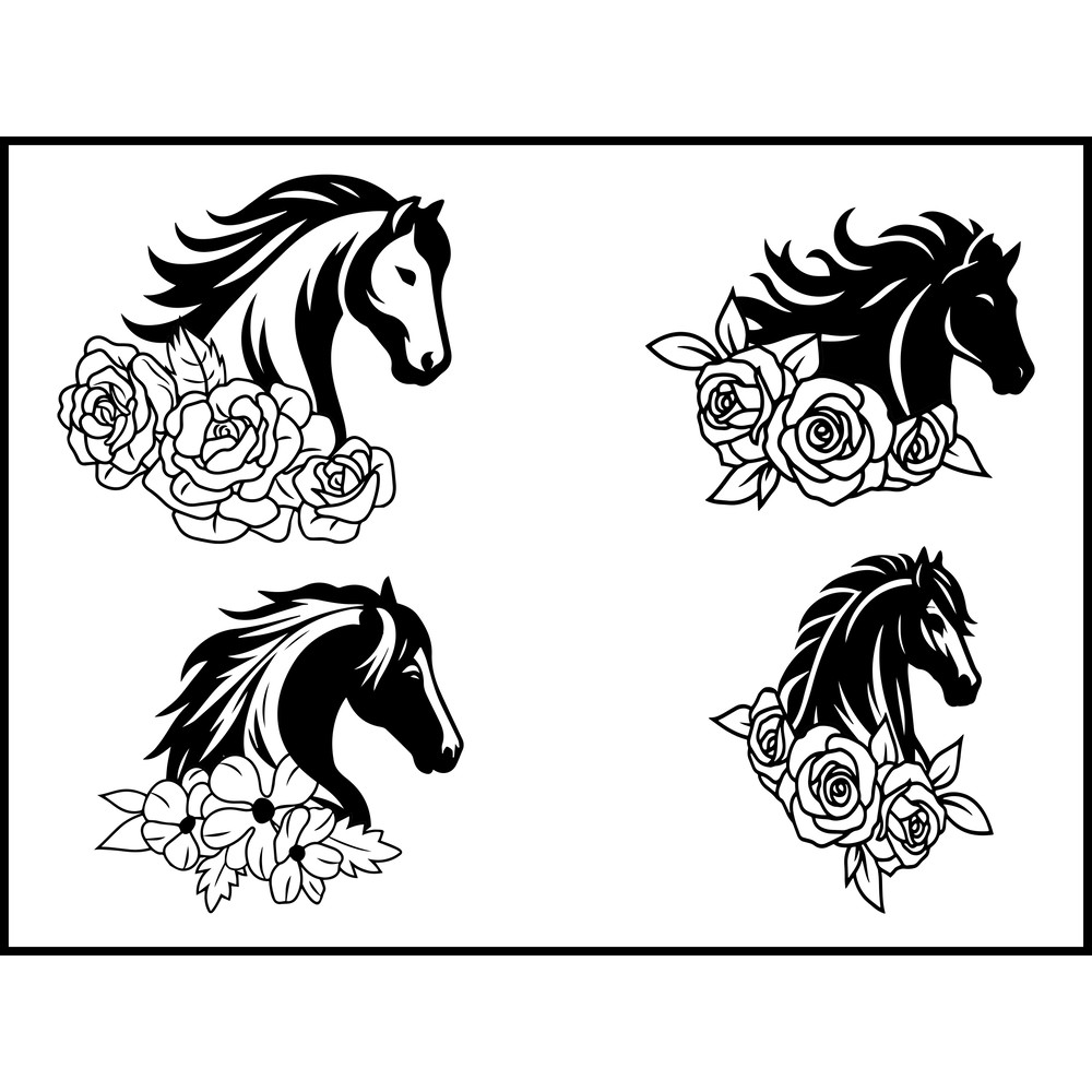 Flower Horse Svg 1