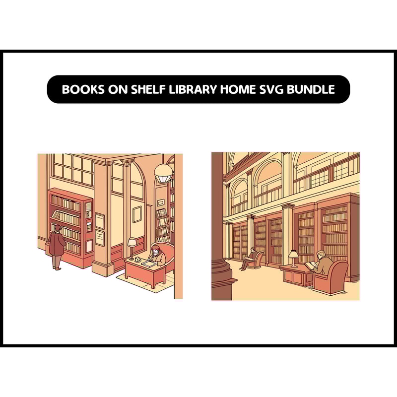 Books On Shelf Library Home Svg Bundle 2