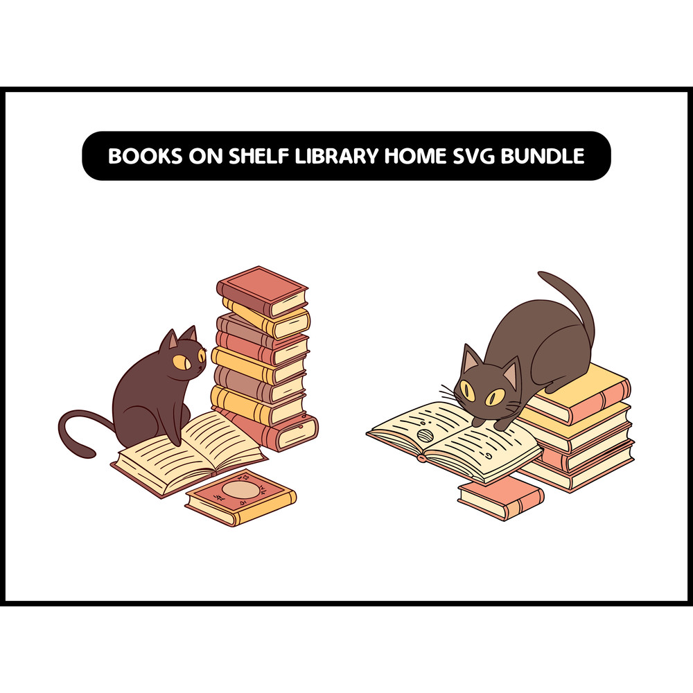 Cat Reading Book Svg Bundle 2