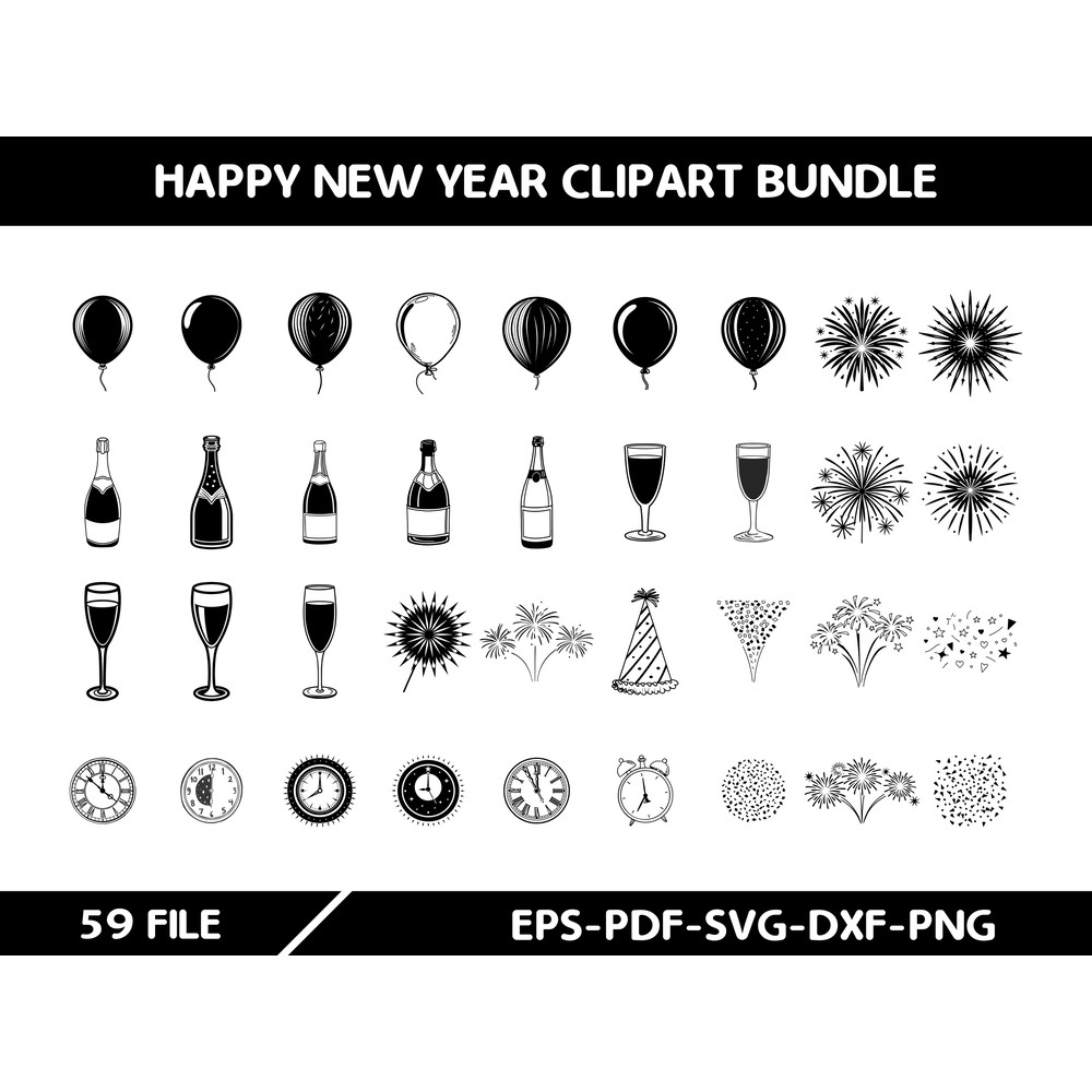 Happy New Year Clipart Bundle 0