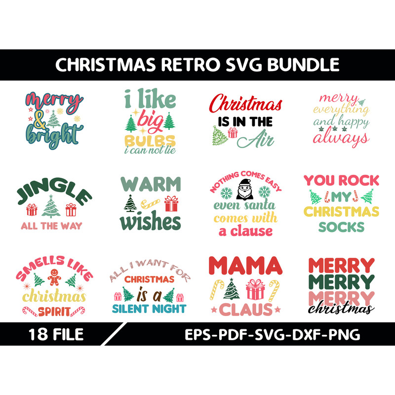 CHRISTMAS RETRO Svg Bundle 0