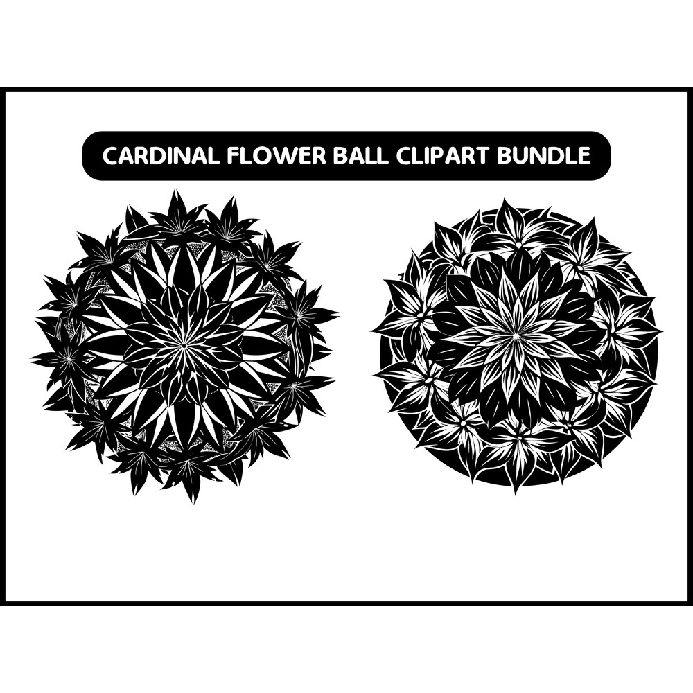 Cardinal Flower Ball Clipart Bundle 2