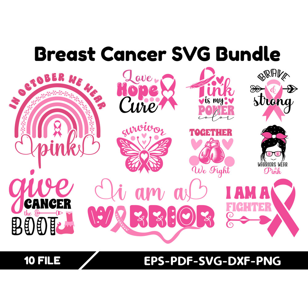 Breast Cancer Svg T Shirt Design Bundle 0