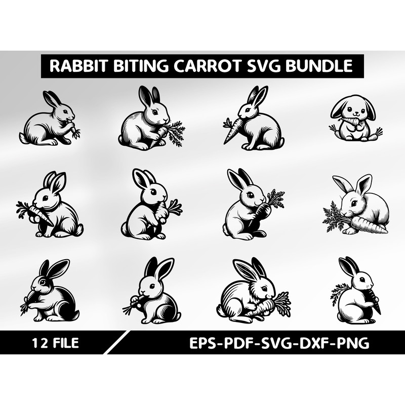 Rabbit Biting Carrot Svg Bundle 0