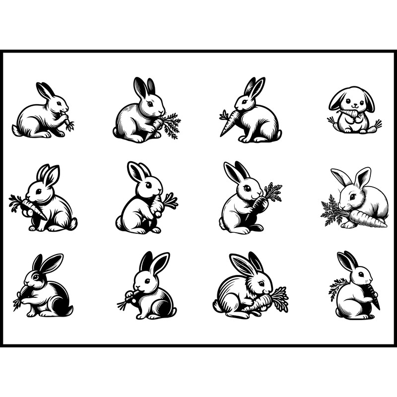 Rabbit Biting Carrot Svg Bundle 1