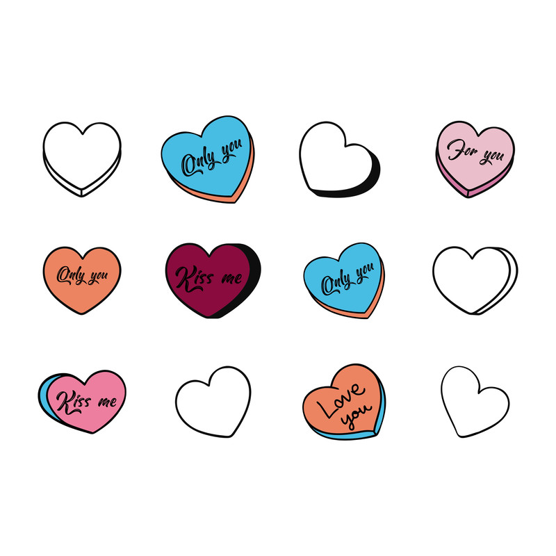 Candy Hearts Svg Bundle 0