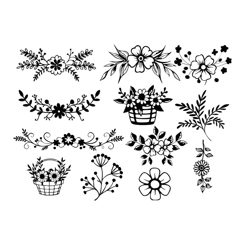 Flower Swag Floral Swag Botanical Svg Bundle 0