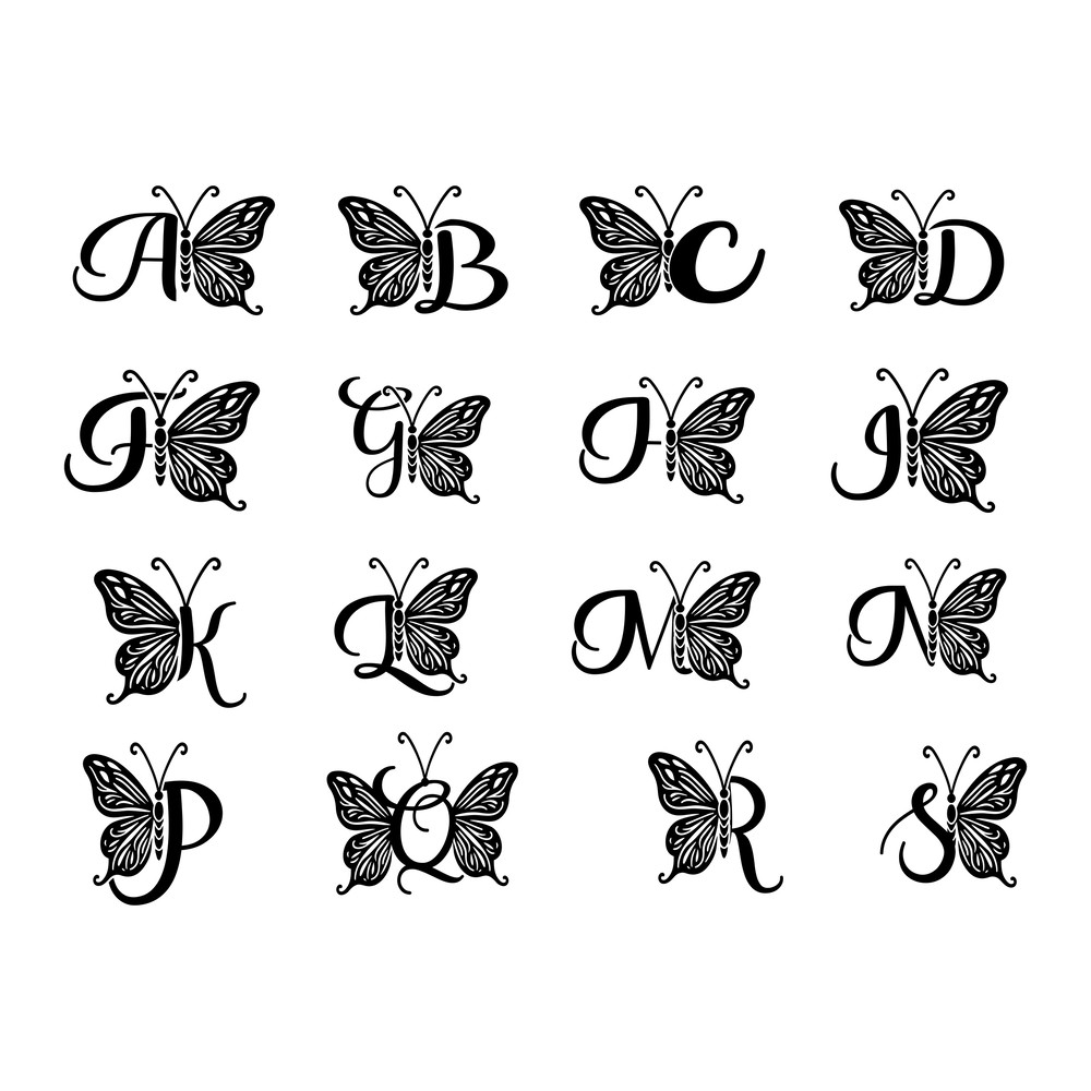 Butterfly Monogram Alphabet SVG 0