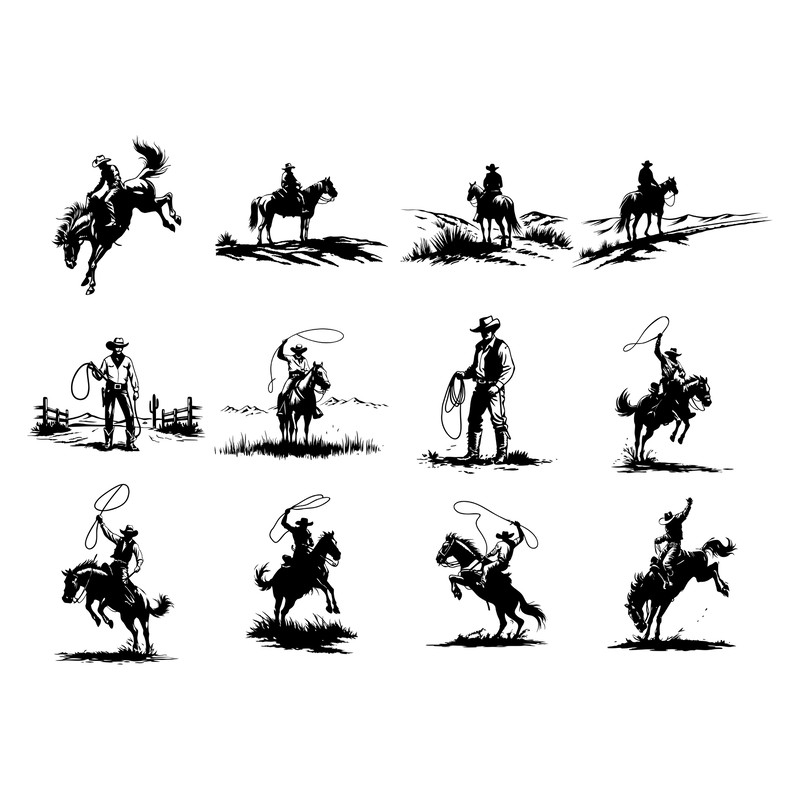 Cowboy Riding A Bucking Svg Bundle 1