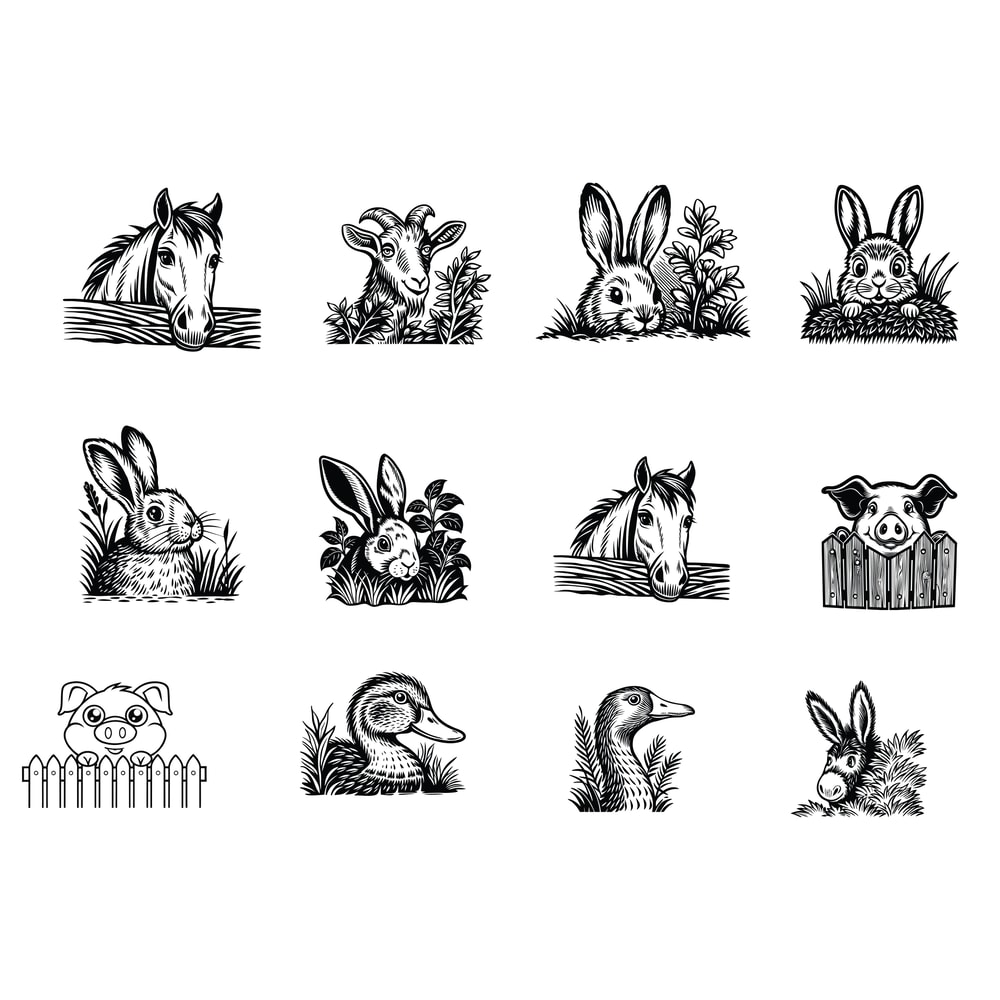 Farm Animals Peeking Svg Bundle 0