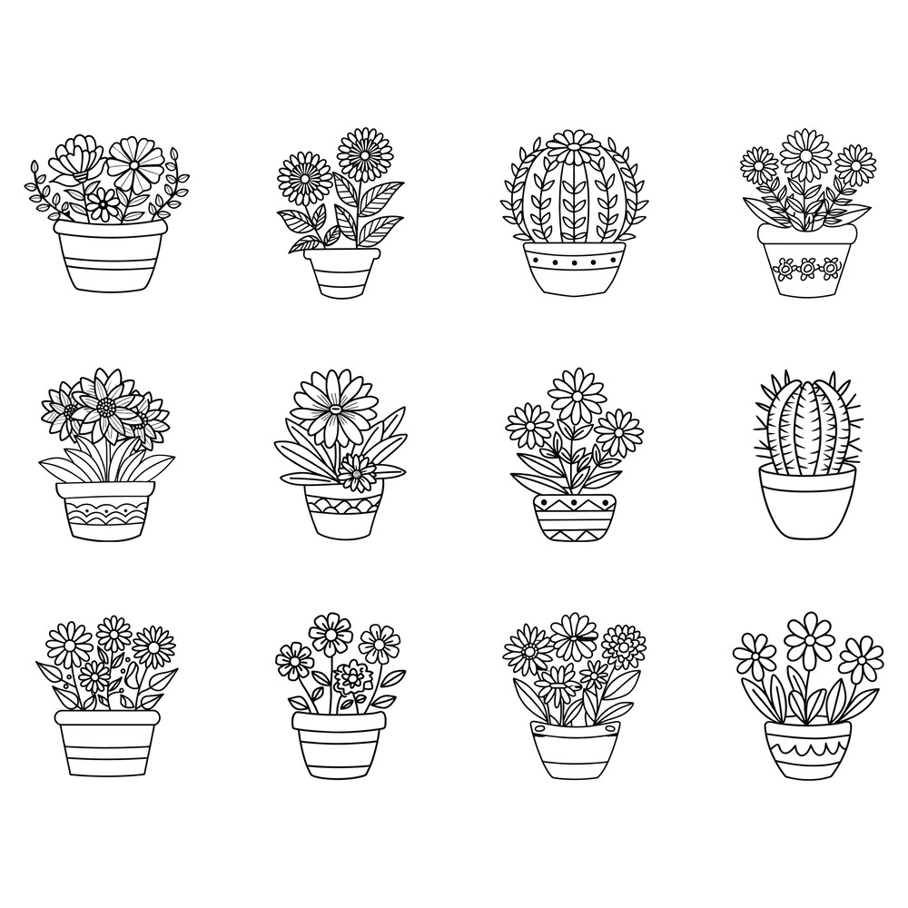Flowers With Pot Svg Bundle 0