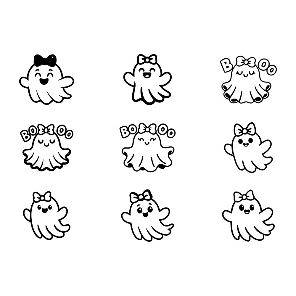 Ghost With Bow Svg Bundle 0