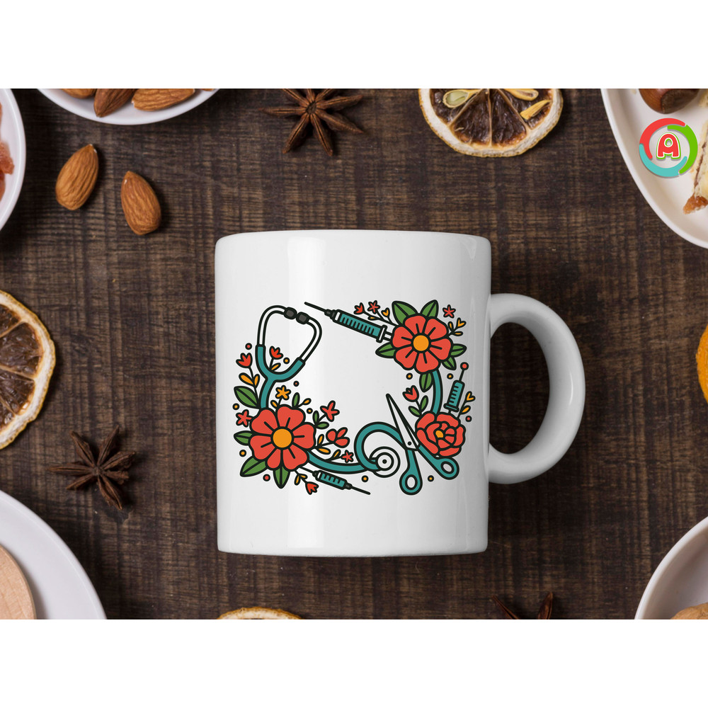 Nurse Floral Frame Svg 0