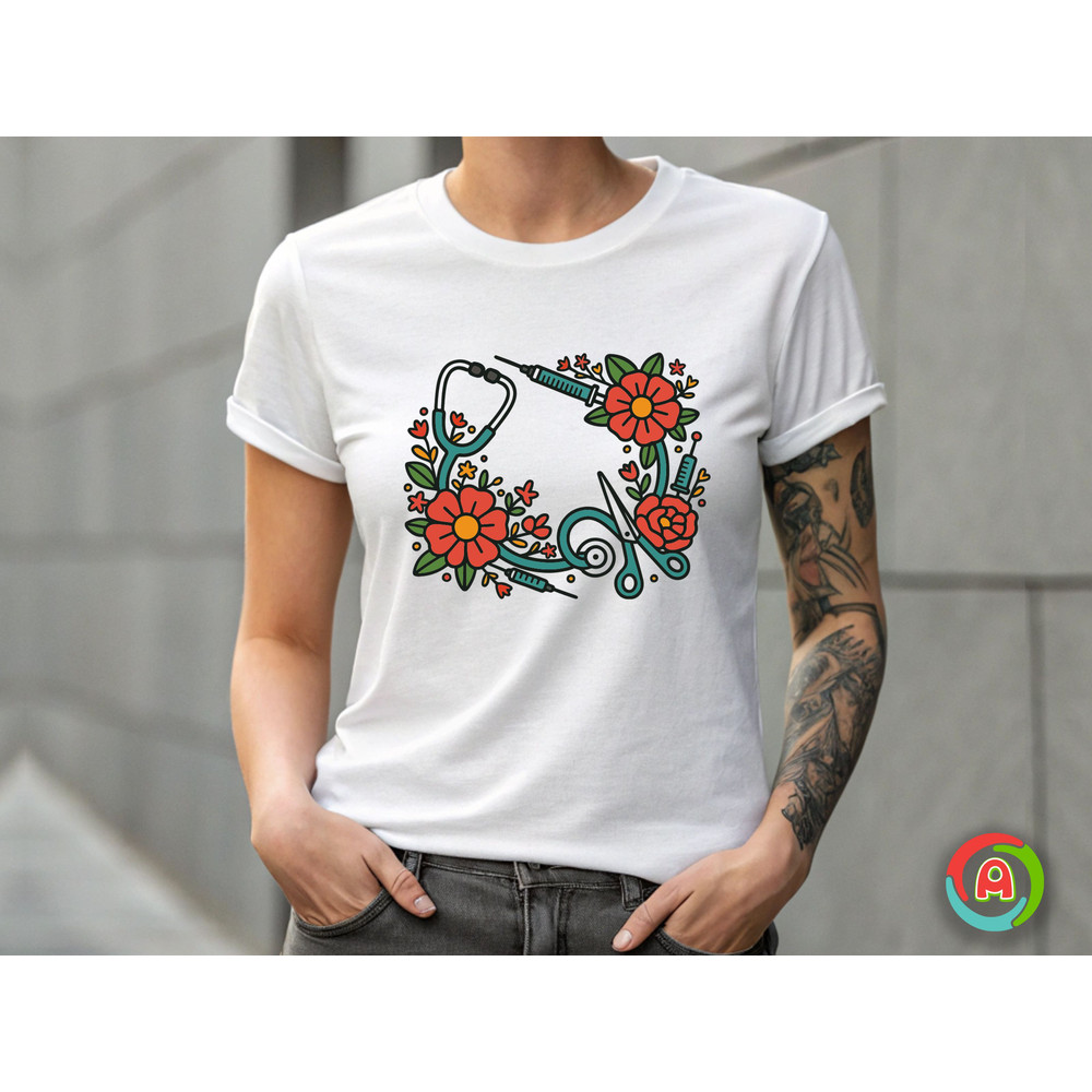 Nurse Floral Frame Svg 1