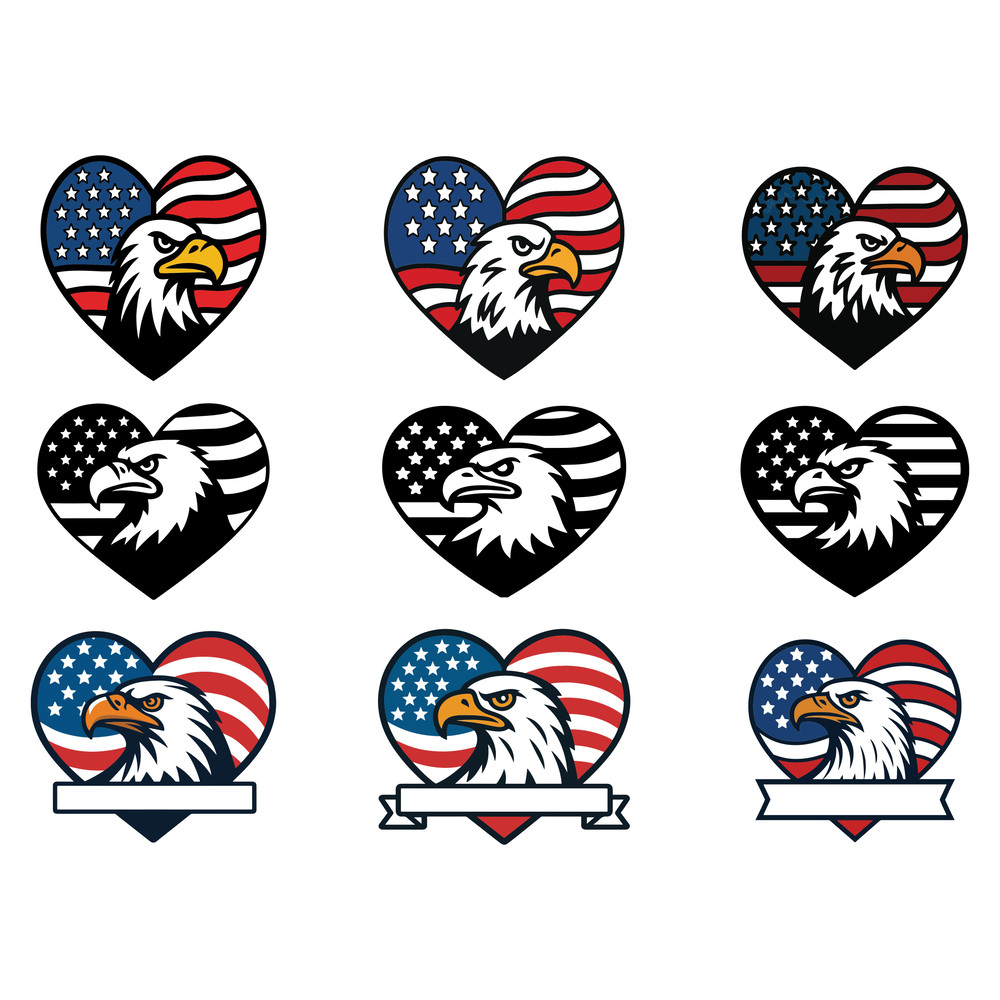 Patriotic Heart Eagle Svg Bundle 0