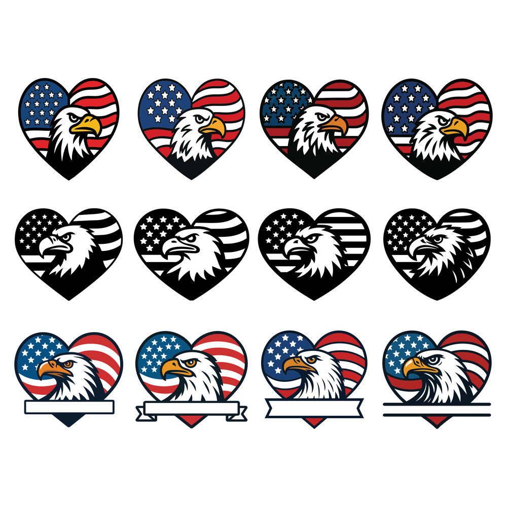 Patriotic Heart Eagle Svg Bundle 1