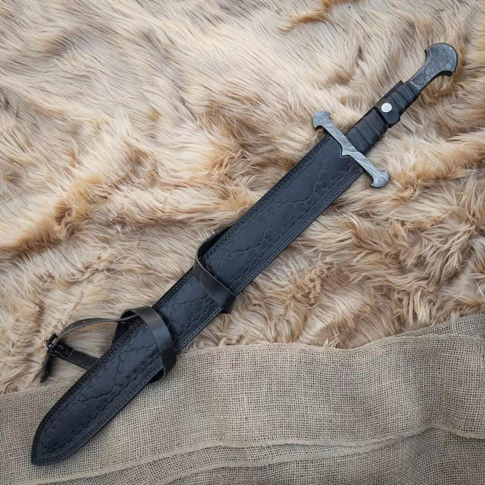 Handmade Damascus Steel Sword With Leather Sheath Elegant Gift For Him Birthday Anniversary Speci 3