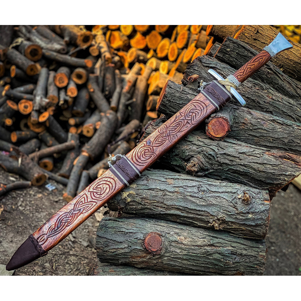 Hand Forged Custom Viking Sword  Medieval Norse Sword With Custom Scabbard  Cosplay Collectible  Ch 6