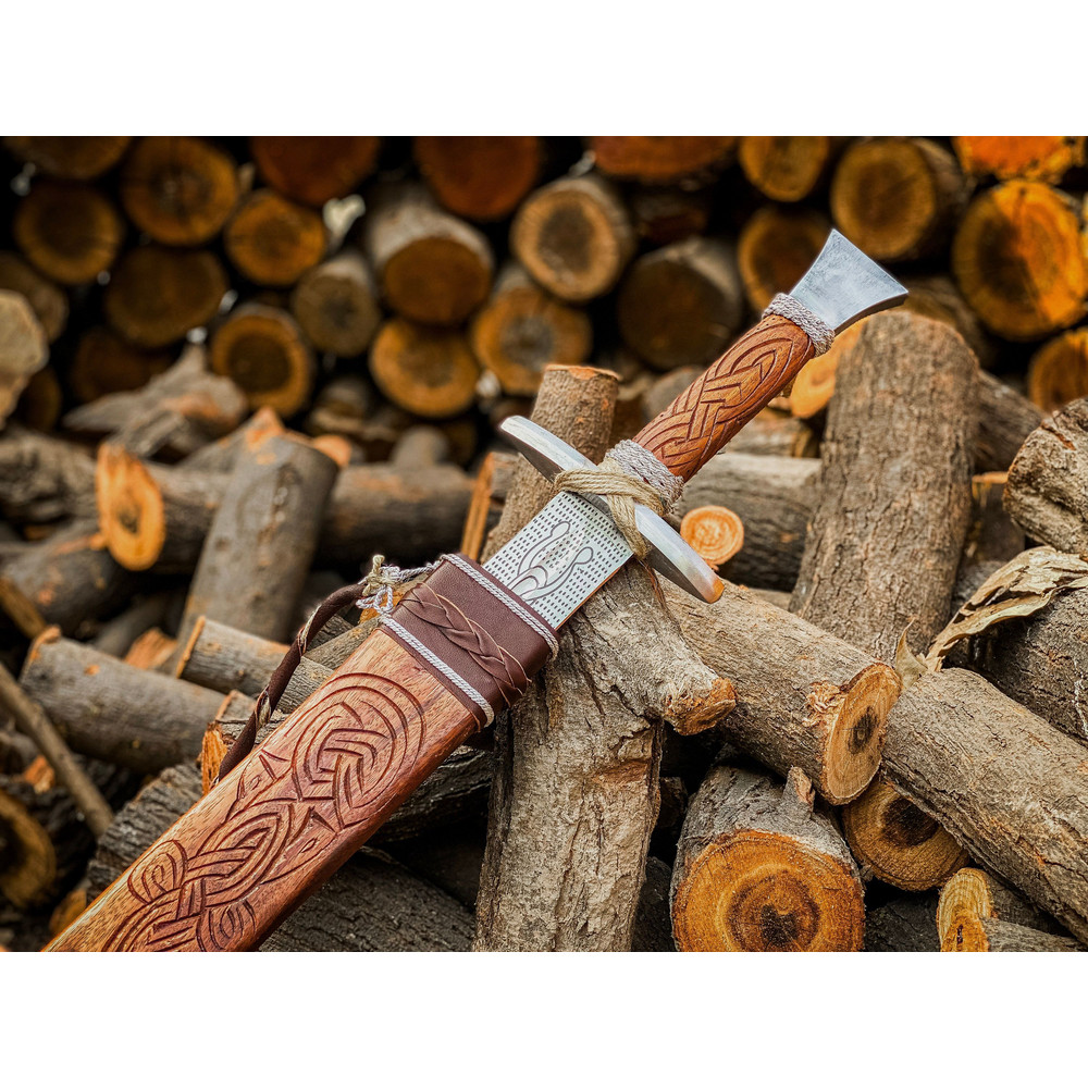 Hand Forged Custom Viking Sword  Medieval Norse Sword With Custom Scabbard  Cosplay Collectible  Ch 7