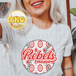rebels baseball png file for sublimation, mosaic tile pattern png, trendy rebels png, baseball png