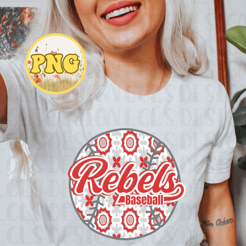 REBELS BASEBALL PNG FILE FOR SUBLIMATION MOSAIC TILE PATTERN PNG TRENDY REBELS PNG BASEBALL PNG 0
