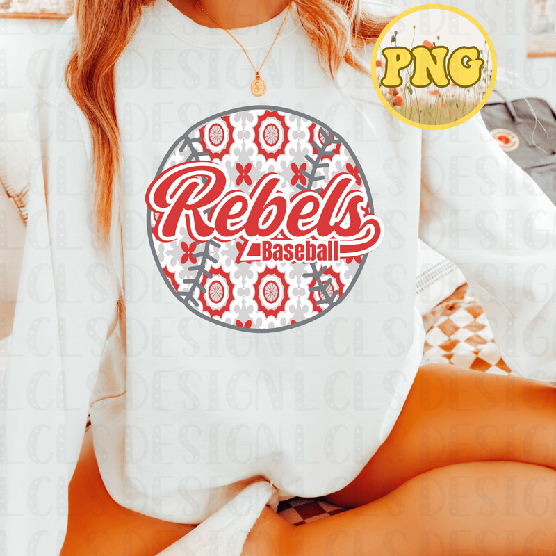 REBELS BASEBALL PNG FILE FOR SUBLIMATION MOSAIC TILE PATTERN PNG TRENDY REBELS PNG BASEBALL PNG 2
