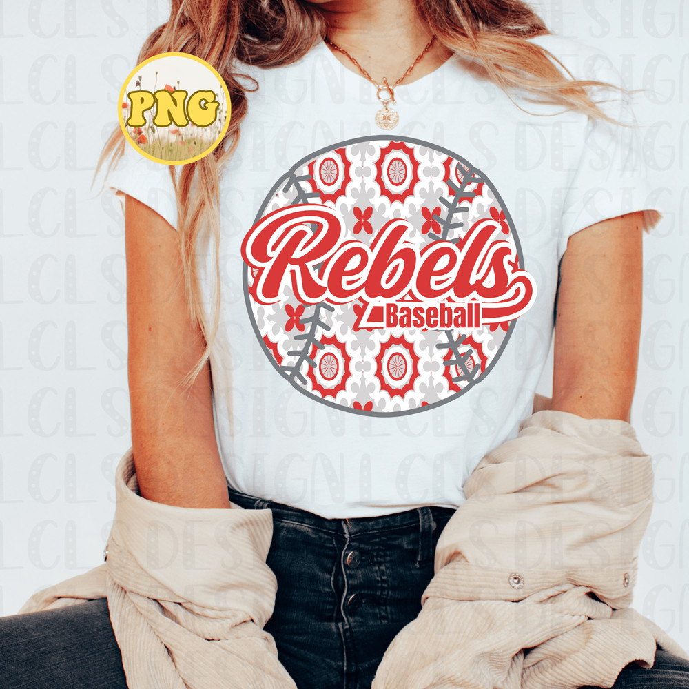 REBELS BASEBALL PNG FILE FOR SUBLIMATION MOSAIC TILE PATTERN PNG TRENDY REBELS PNG BASEBALL PNG 3