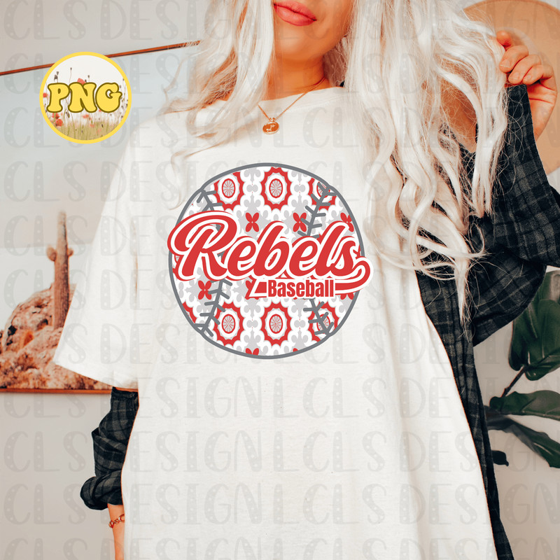 REBELS BASEBALL PNG FILE FOR SUBLIMATION MOSAIC TILE PATTERN PNG TRENDY REBELS PNG BASEBALL PNG 1