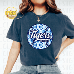 tigers baseball png, baseball season png, baseball sublimation for tigers fans, blue and white tigers png