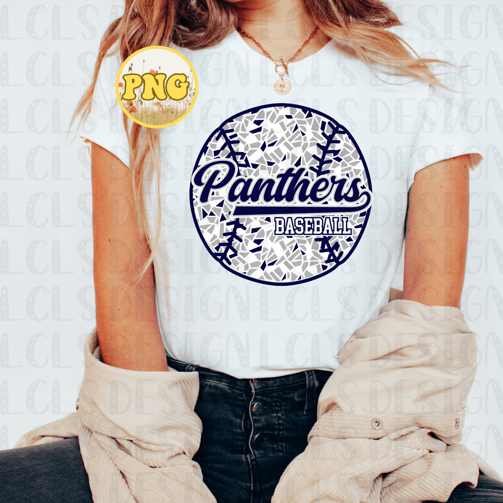Panthers Baseball Png For Sublimation Mosaic Pattern Design Girly Baseball Png For Dtf Transfer 0