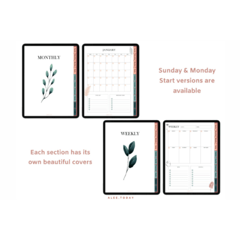 Deep Blue Undated Digital Planner 2025 2026  Undated Goodnotes Planner Daily Planner Weekly Planner 2