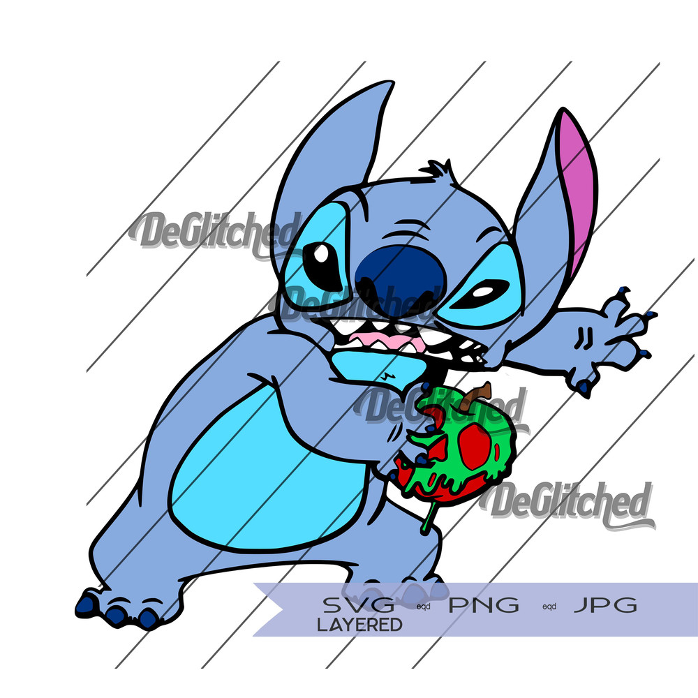 Stitch With Poisoned Apple SVG PNG JPG Digital Download 0
