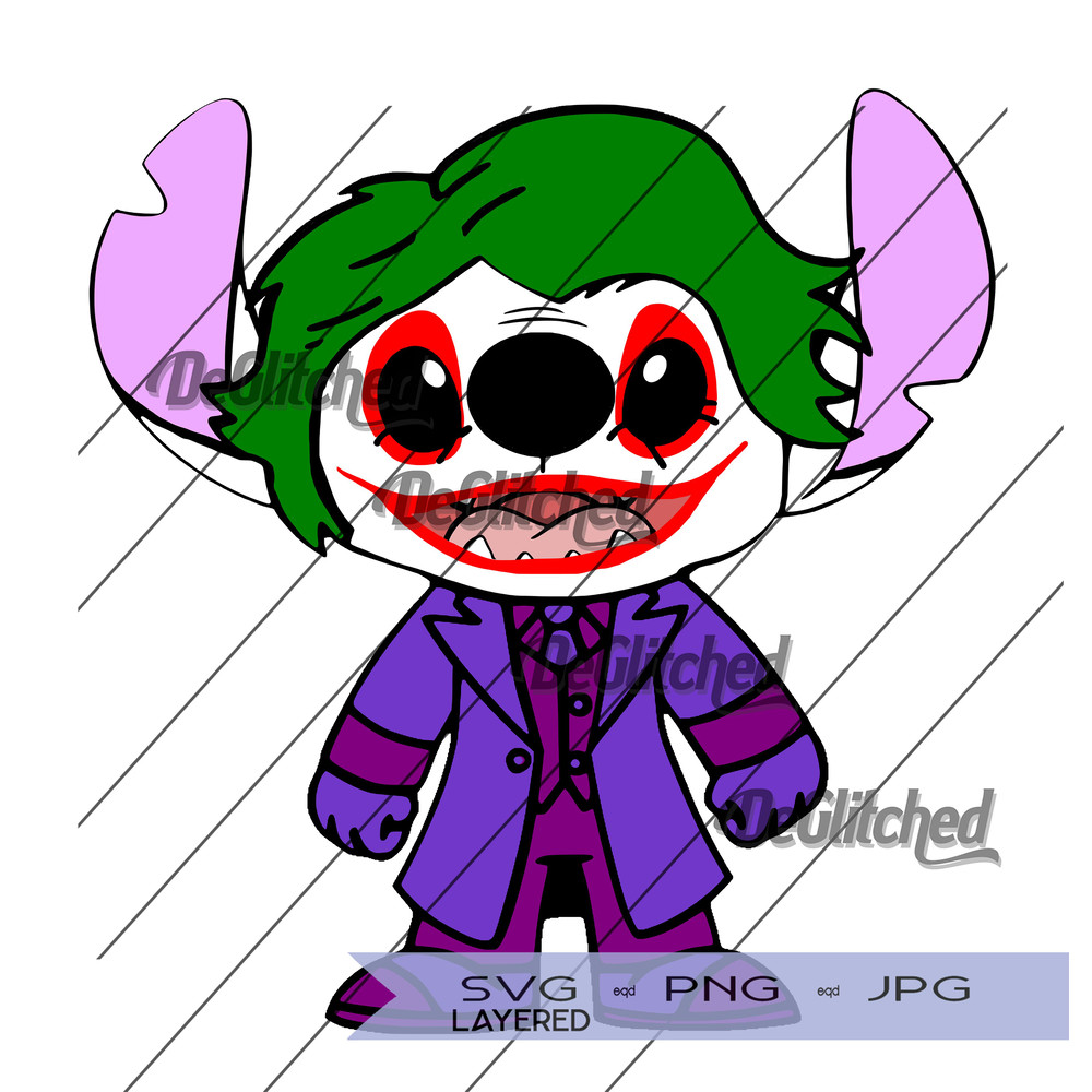 Stitch As The Joker SVG PNG JPG Digital Download 0