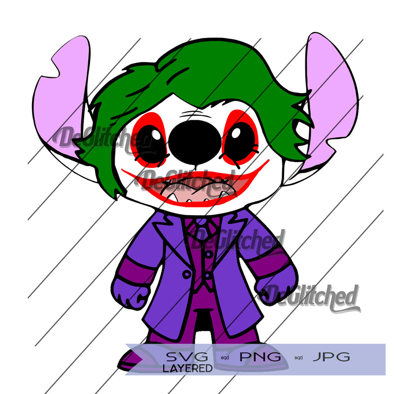Stitch As The Joker SVG PNG JPG Digital Download 0
