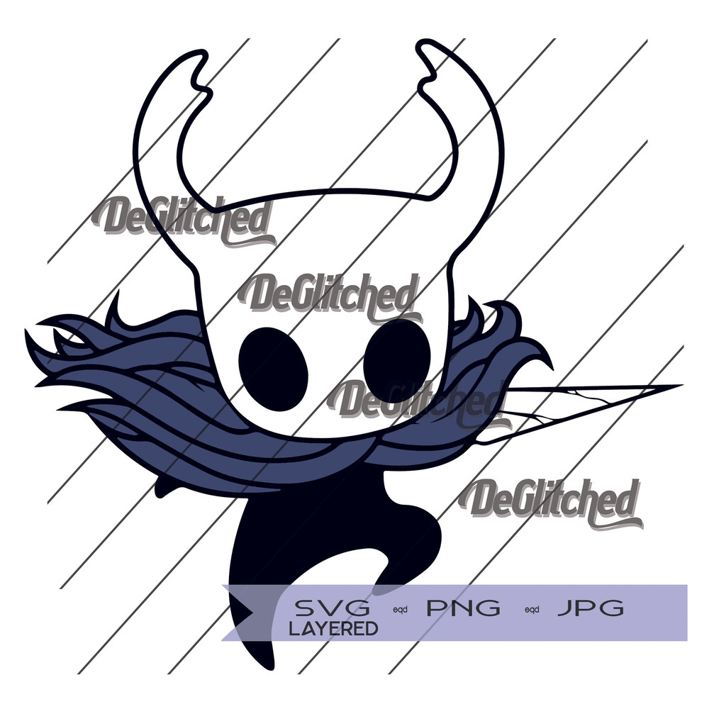 Hollow Kight The Knight DeGlitched SVG PNG JPG Digital Download 0