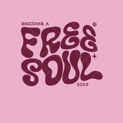 free soul digital download – retro groovy typography art – pink boho printable wall art – inspirational quote poster for