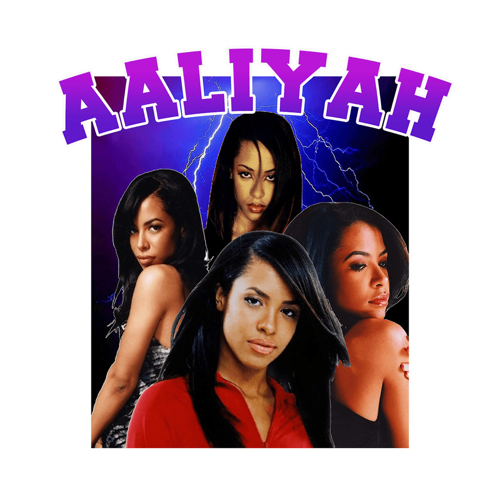 Aaliyah Bootleg Tee Vintage Retro PNG Sublimation Digital Download 0