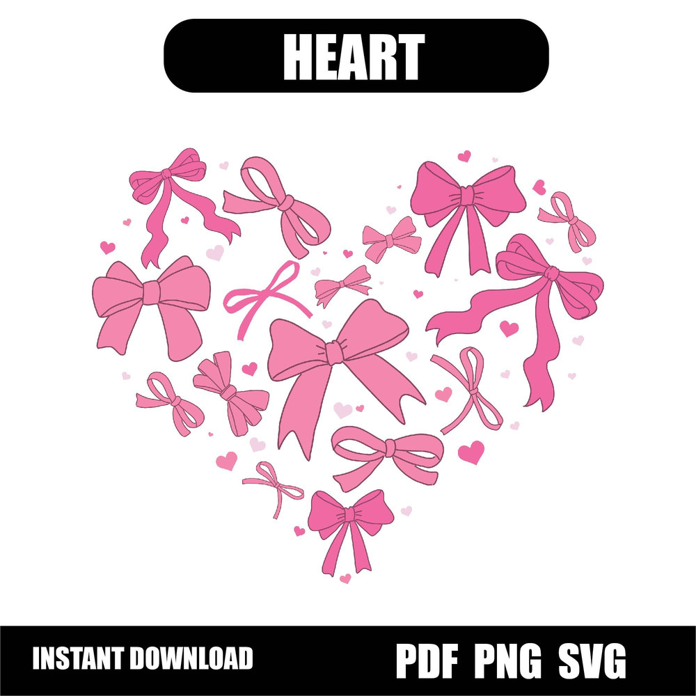 Coquette Valentine Heart PNG Valentine Png Valentines Day PDF Valentine Bow SVG Pink Valentine Png  0