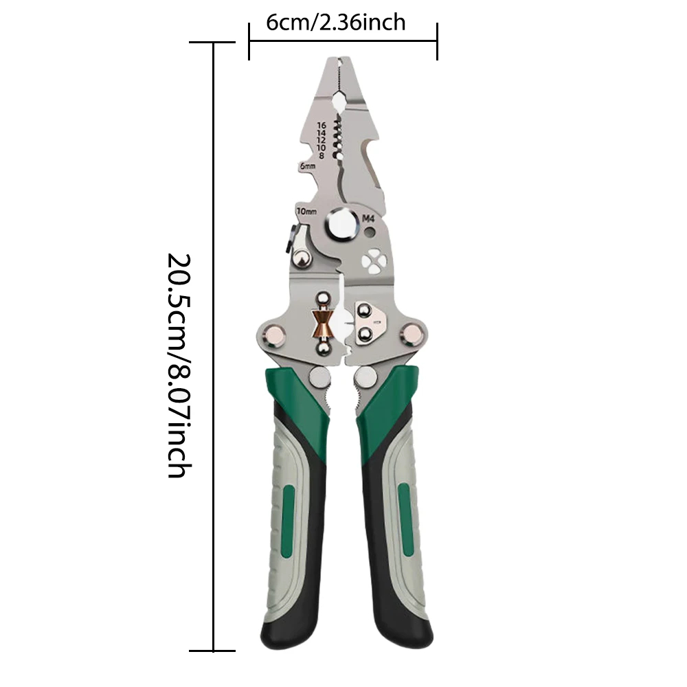 Foldable Wire Stripper, Pulley Design Multi Function Electrician Tool, Wire Splitter, Wire Winding, Pliers Crimping Tool