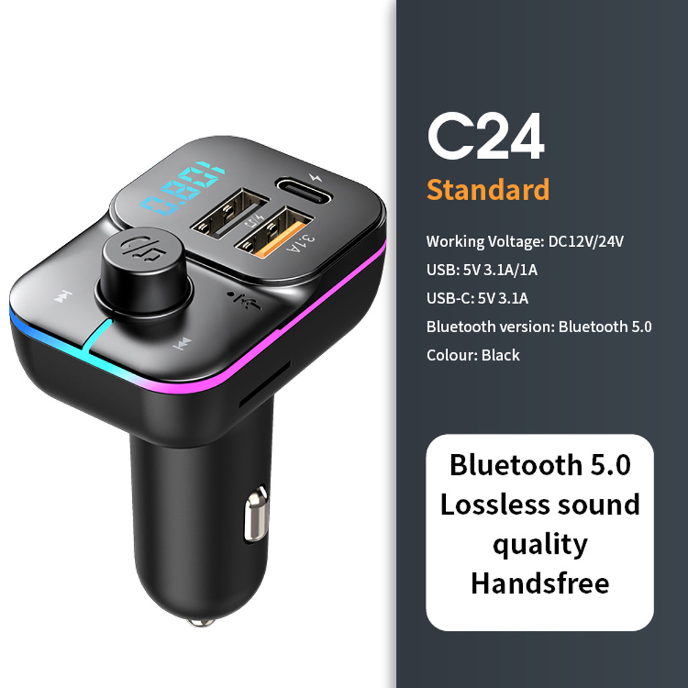 225W Super Fast Charge Bluetooth 50 FM Transmitter For Car Handsfree Call MP3 Player Dual USB Quick 5