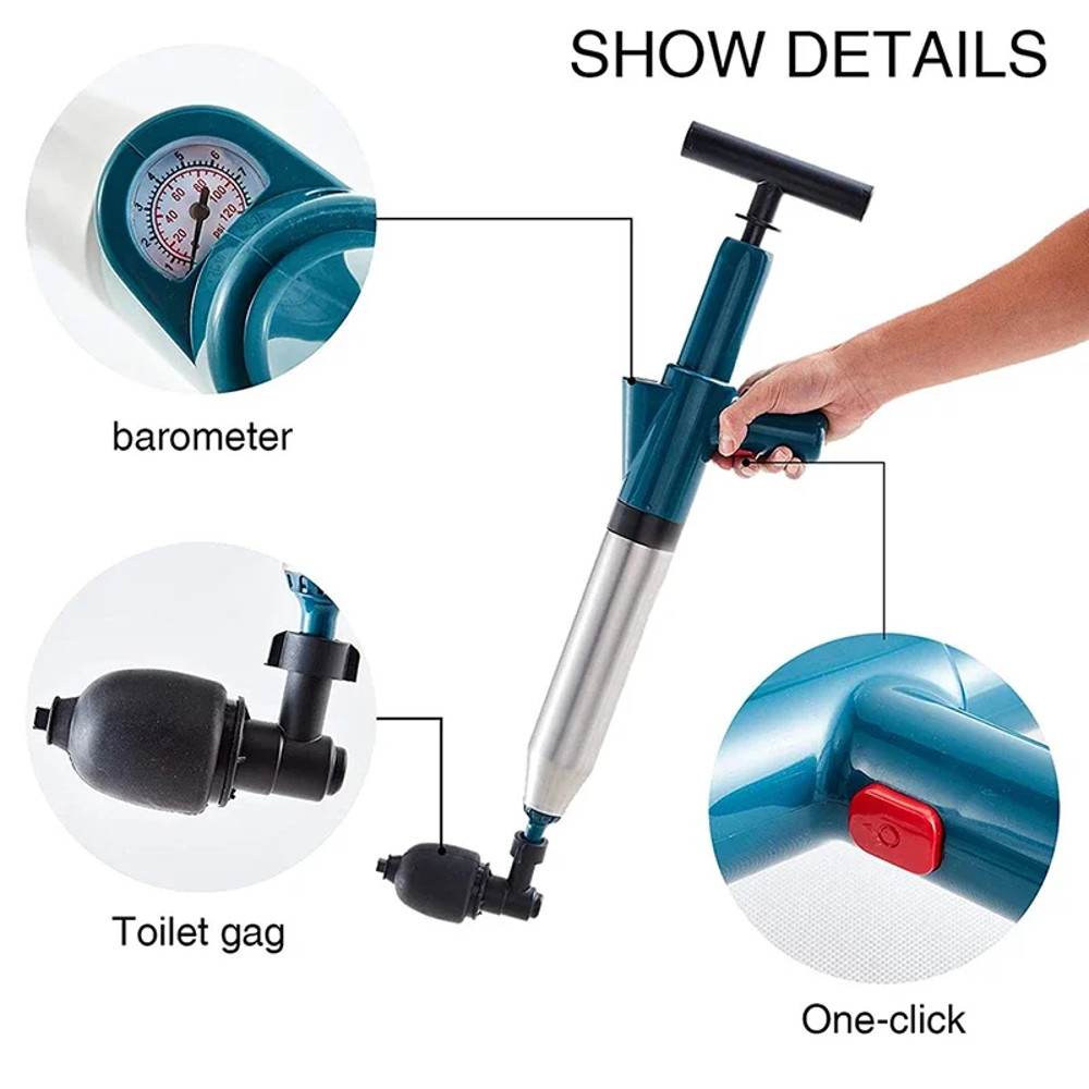 High Pressure Air Drain Blaster Clog Remover Toilet Plunger, Bathroom Kitchen Sink Cleaning Tools, Dredge Clogged Drains